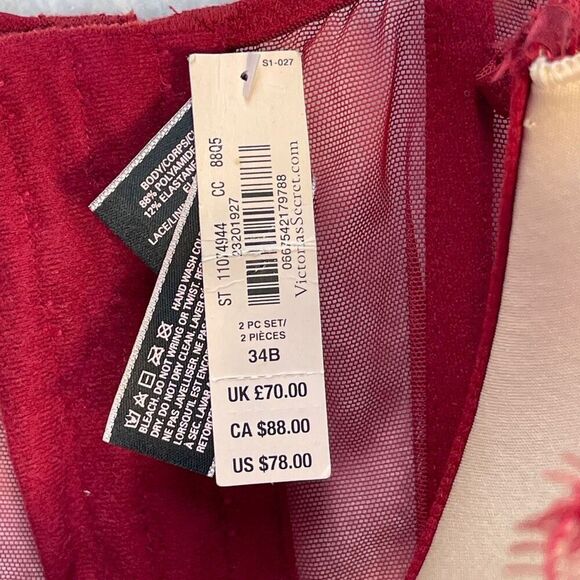 Victoria’s Secret Red Mesh Lace Satin Bustier Corset Top Size 34B NWT - Picture 3 of 7